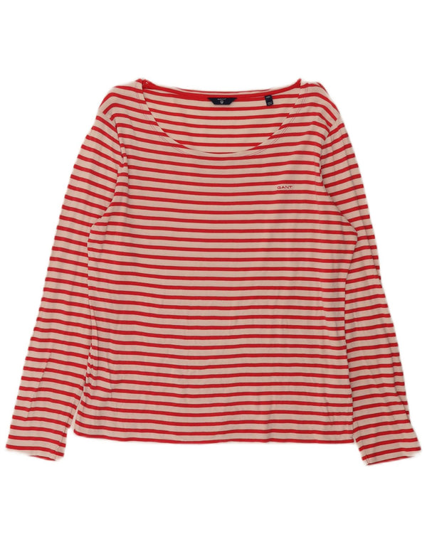 Gant Top feminino manga comprida UK 20 2XL algodão listrado vermelho