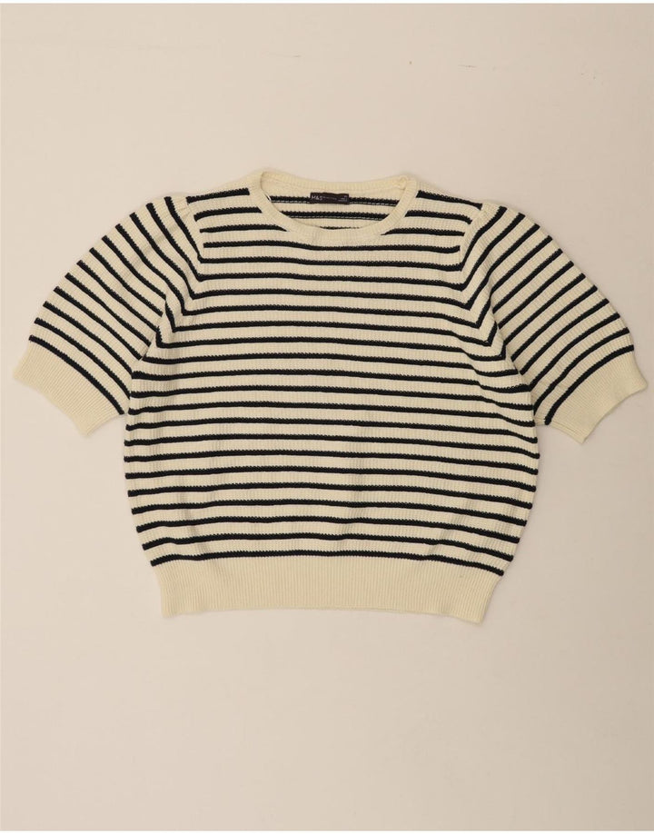 MARKS & SPENCER Womens Boat Neck Jumper Sweater UK 22 3XL Off White Vintage Marks & Spencer and Second-Hand Marks & Spencer from Messina Hembry 