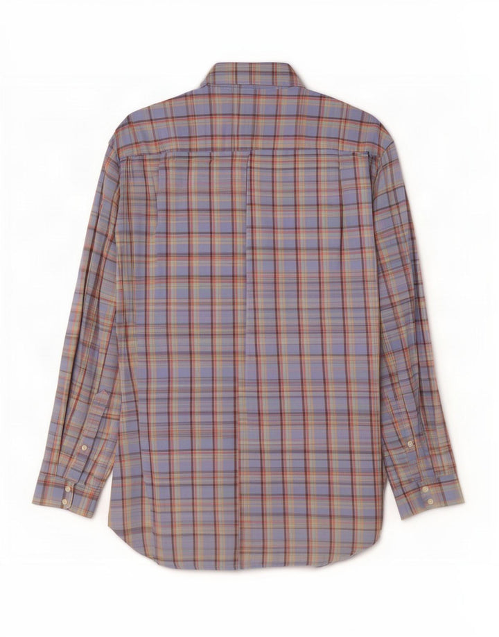 Camisa masculina Lacoste tamanho 42 grande algodão xadrez azul
