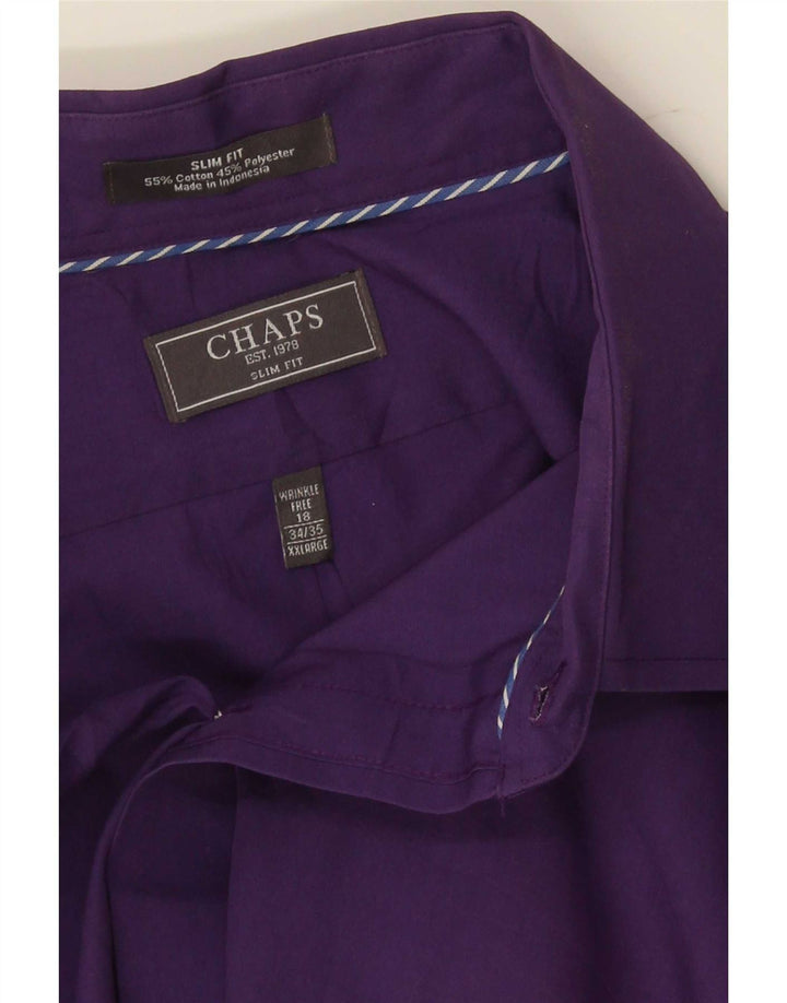 Camisa masculina Chaps Slim Fit tamanho 18 2XL algodão roxo