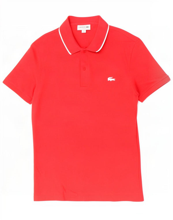 Camisa polo masculina Lacoste Slim Fit tamanho 3 pequeno algodão vermelho