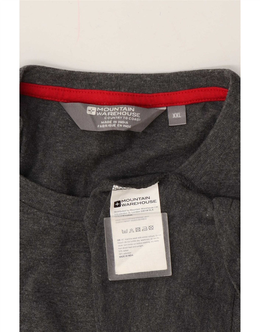 Mountain Warehouse Mens Top Manga Longa 2XL Algodão Cinza