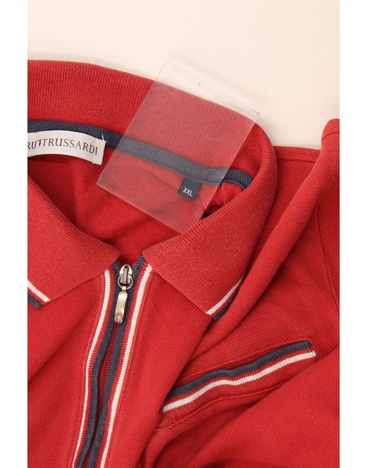 Camisa polo masculina Trussardi 2XL listrada vermelha