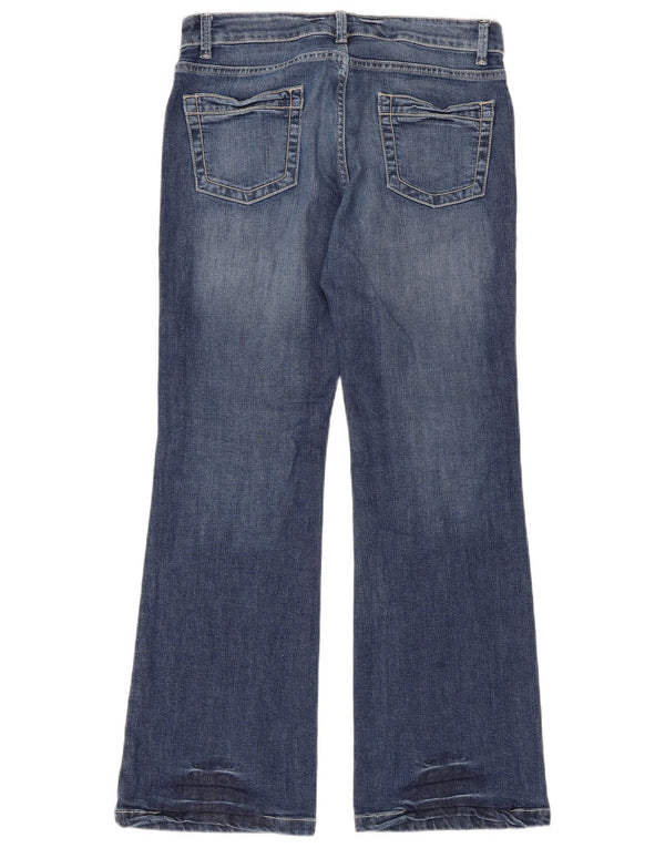 Calça jeans feminina Marks & Spencer Bootcut UK 12 médio W33 L30 azul algodão
