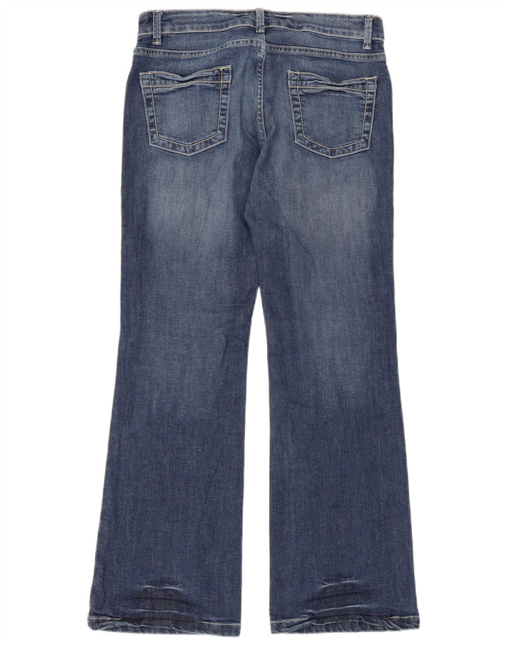 Calça jeans feminina Marks & Spencer Bootcut UK 12 médio W33 L30 azul algodão