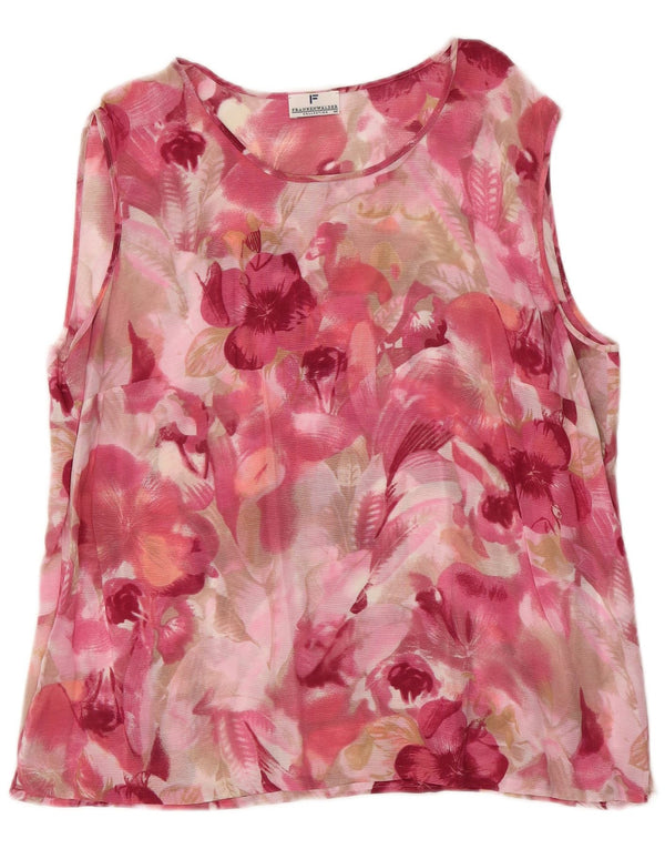Blusa feminina sem mangas Frankenwalder EU 44 XL rosa floral viscose