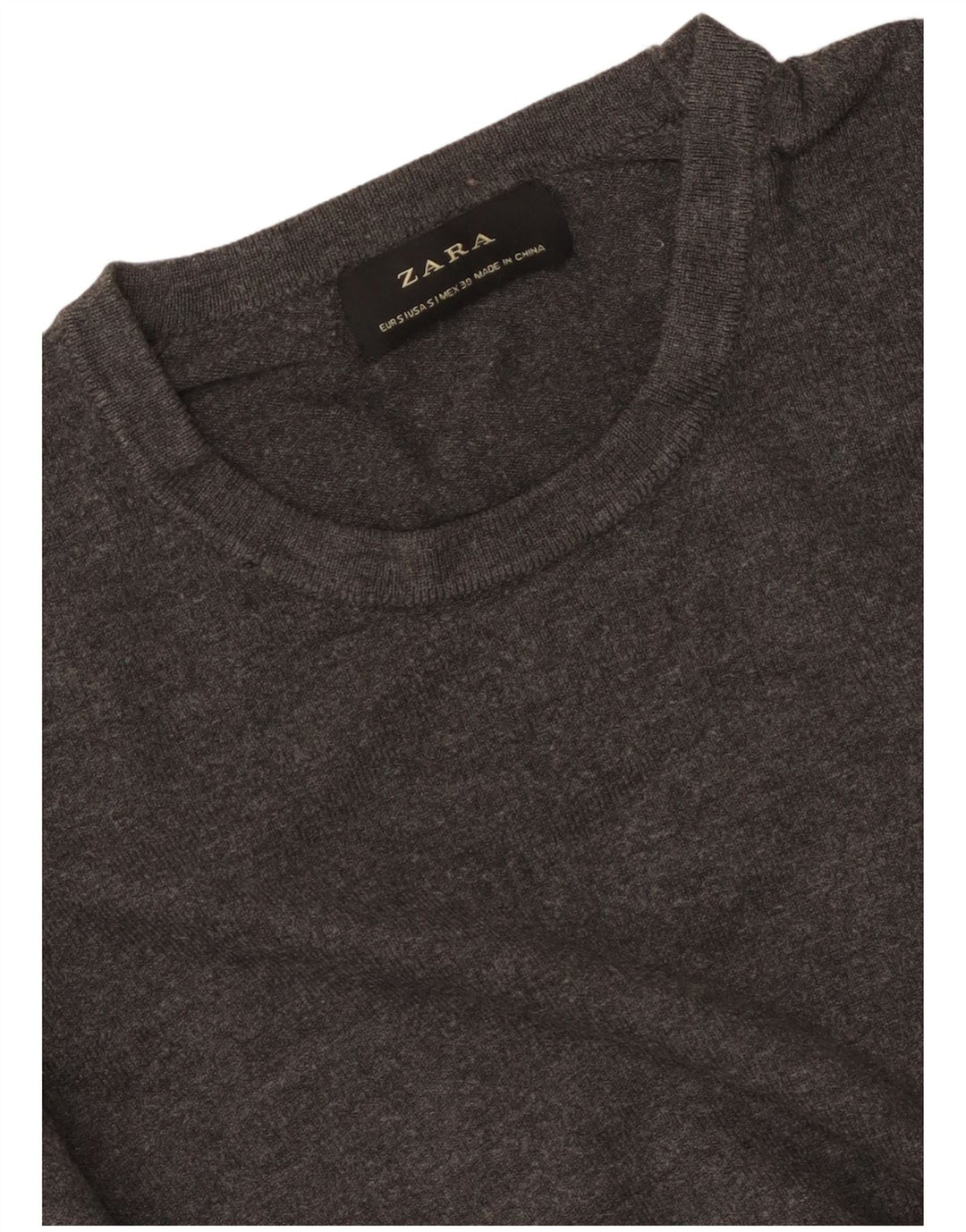 Suéter feminino Zara com gola redonda, Reino Unido 10 pequeno cinza