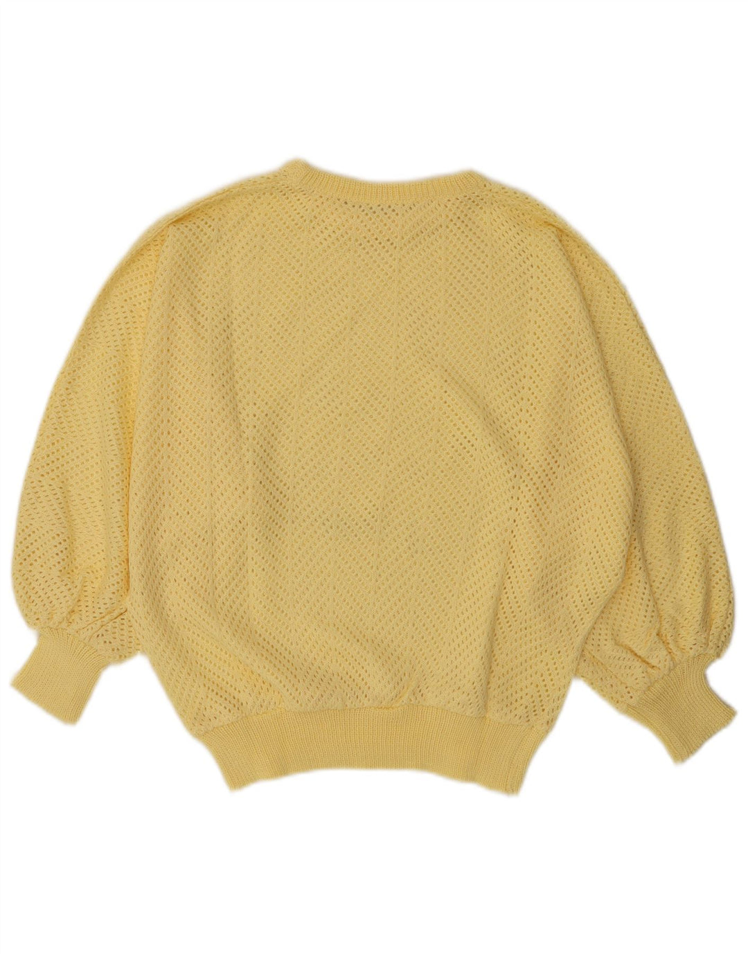 Suéter feminino VINTAGE com gola redonda UK 14 amarelo médio