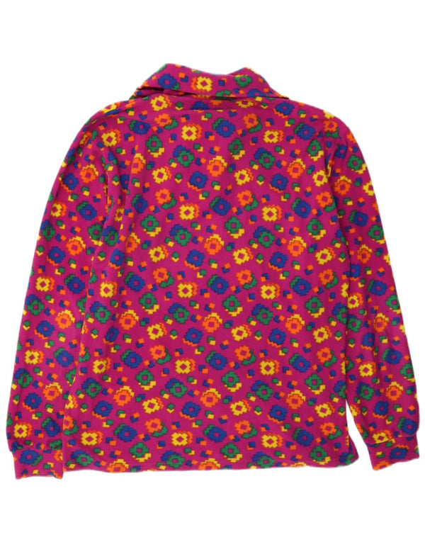 Suéter de lã feminino Conte of Florence com zíper e gola UK 14 médio rosa geométrico