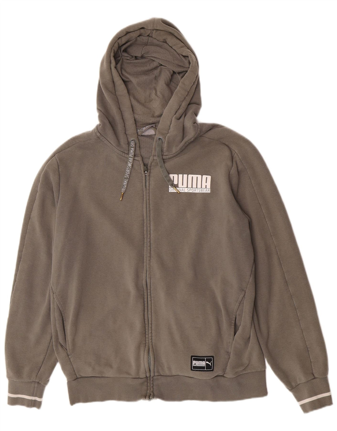 Suéter masculino Puma com capuz e zíper gráfico médio algodão cáqui