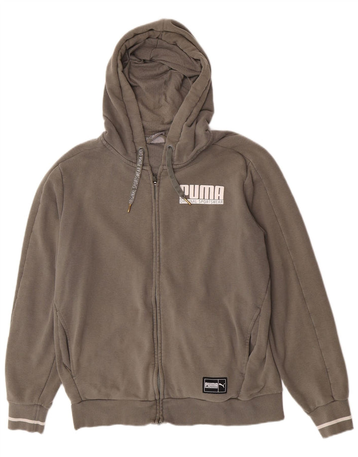 Suéter masculino Puma com capuz e zíper gráfico médio algodão cáqui