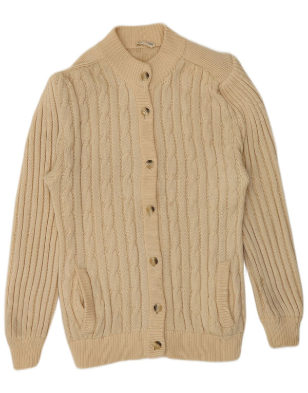 Suéter cardigã feminino Elle Erre UK 14 grande lã bege