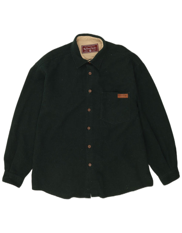 Camisa masculina de flanela Marlboro Classics XL verde lã