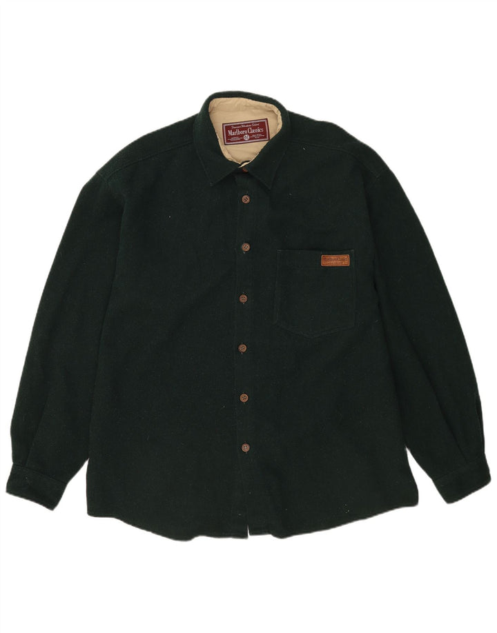 Camisa masculina de flanela Marlboro Classics XL verde lã