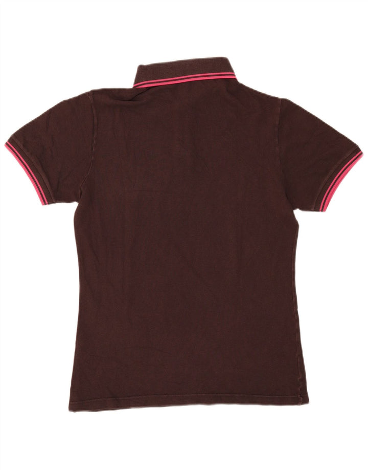 Camisa polo masculina Fred Perry pequena de algodão marrom