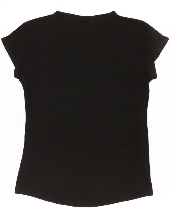 Camiseta feminina Ellesse Heritage com estampa gráfica UK 14 grande algodão preto