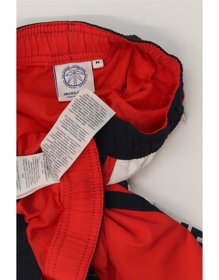 Shorts de natação masculino Jack & Jones gráfico médio vermelho colorblock poliéster