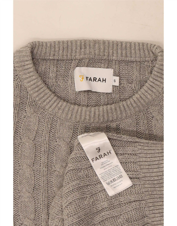 Suéter masculino com gola redonda Farah pequeno algodão cinza
