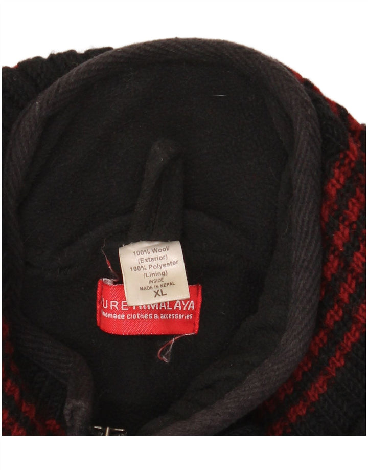 Suéter cardigã masculino HIMALAYA XL de lã listrada preta