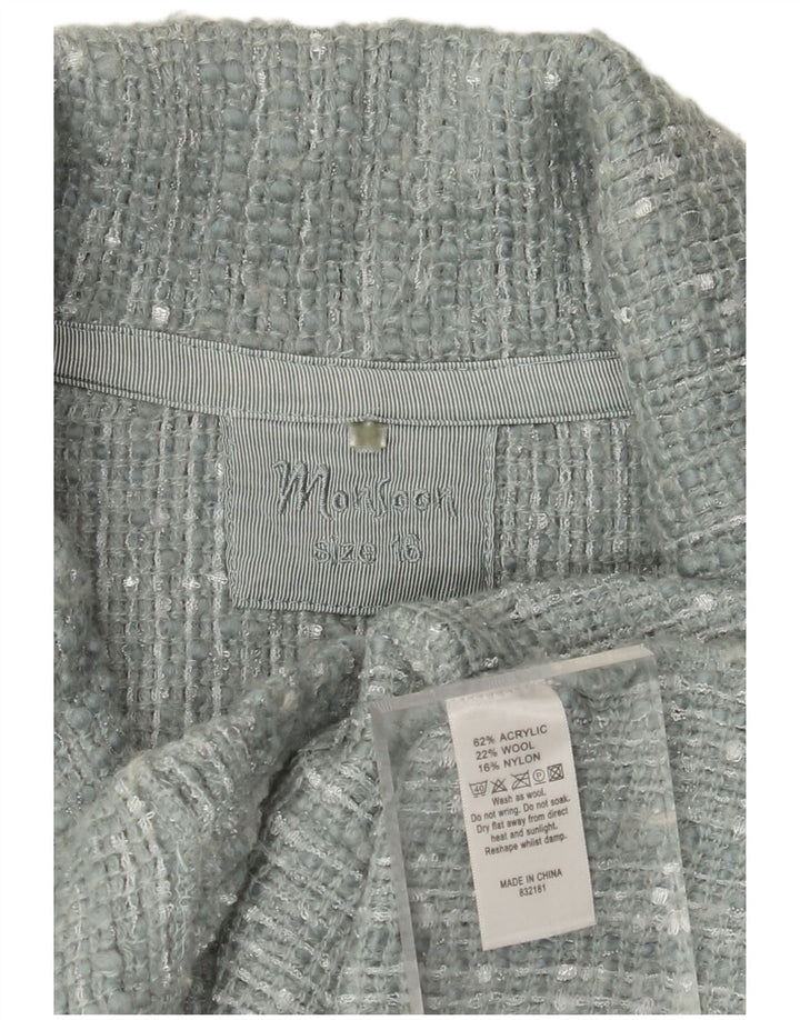 Jaqueta blazer feminina MONSOON com 2 botões Reino Unido 16 grande listra azul acrílica