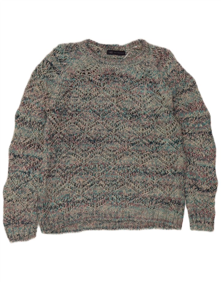 Suéter feminino Marks & Spencer com gola canoa Reino Unido 10 pequeno multicolorido