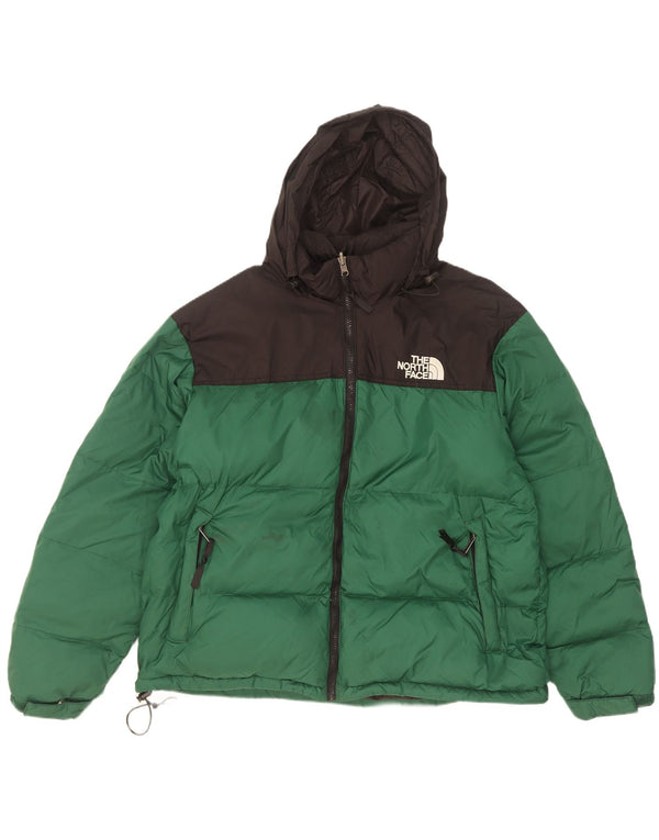 Jaqueta masculina acolchoada com capuz The North Face UK 40 grande bloco colorido verde