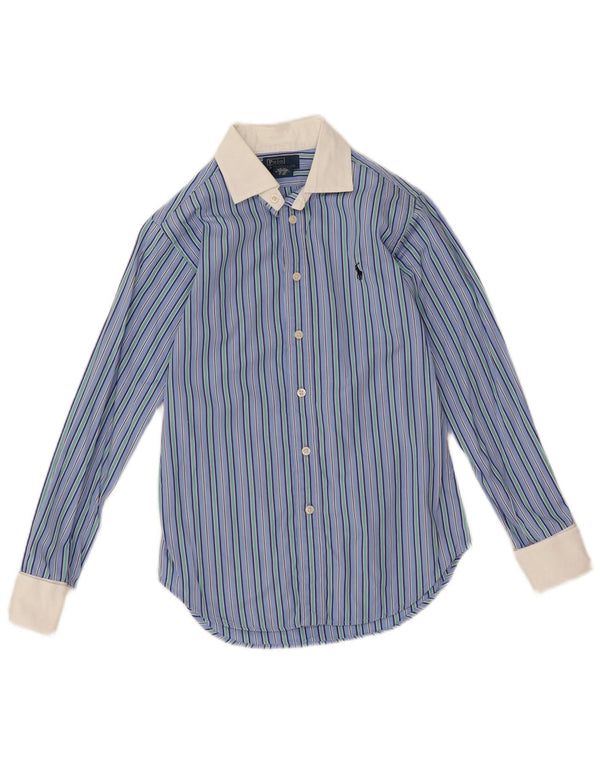Polo Ralph Lauren Camisa masculina 11-12 anos algodão listrado azul