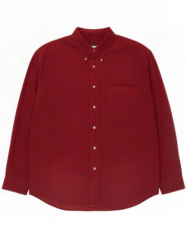 Camisa masculina de veludo cotelê vintage grande algodão Borgonha