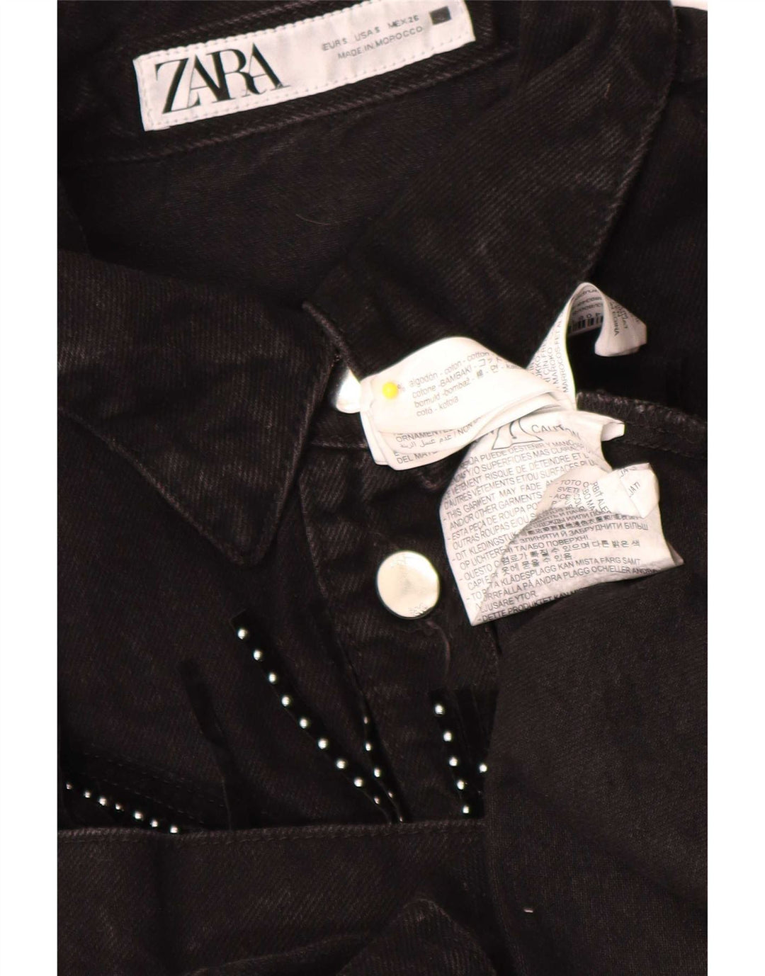 Camisa jeans oversized feminina Zara Reino Unido 10 pequeno algodão preto