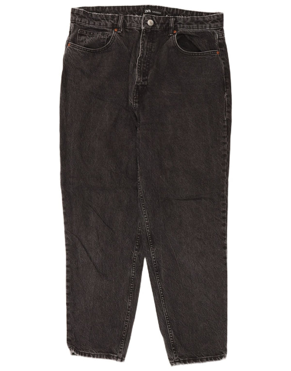Zara Jeans Cônicos Femininos EU 46 2XL W36 L28 Algodão Preto