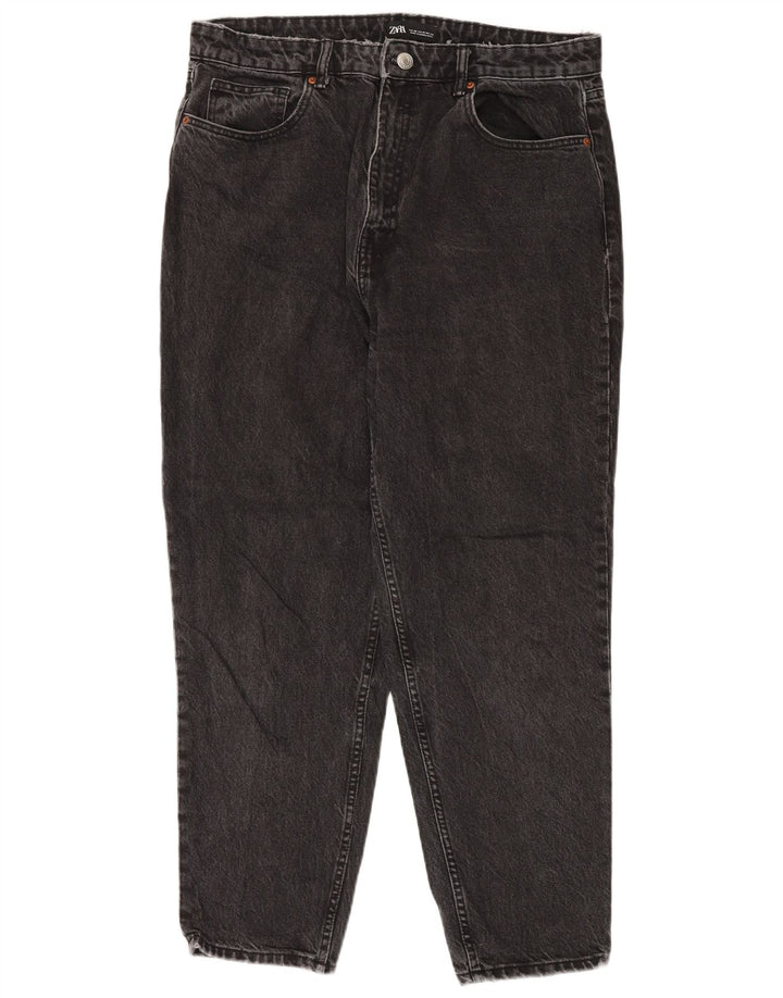 Zara Jeans Cônicos Femininos EU 46 2XL W36 L28 Algodão Preto