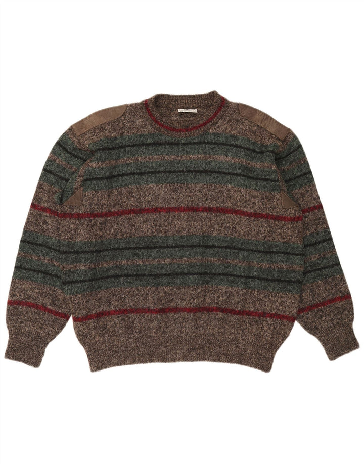 Suéter masculino Ranger com gola redonda XL poliamida listrada marrom