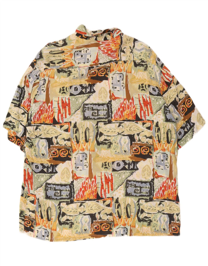 Camisa masculina de manga curta C&A grande viscose geométrica multicolorida