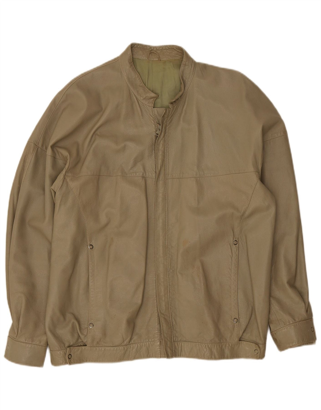 Jaqueta de couro masculina vintage UK 38 médio cáqui