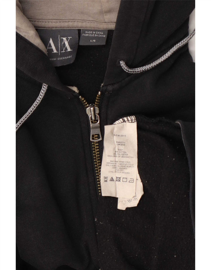 Suéter masculino Armani com capuz e zíper grande algodão preto
