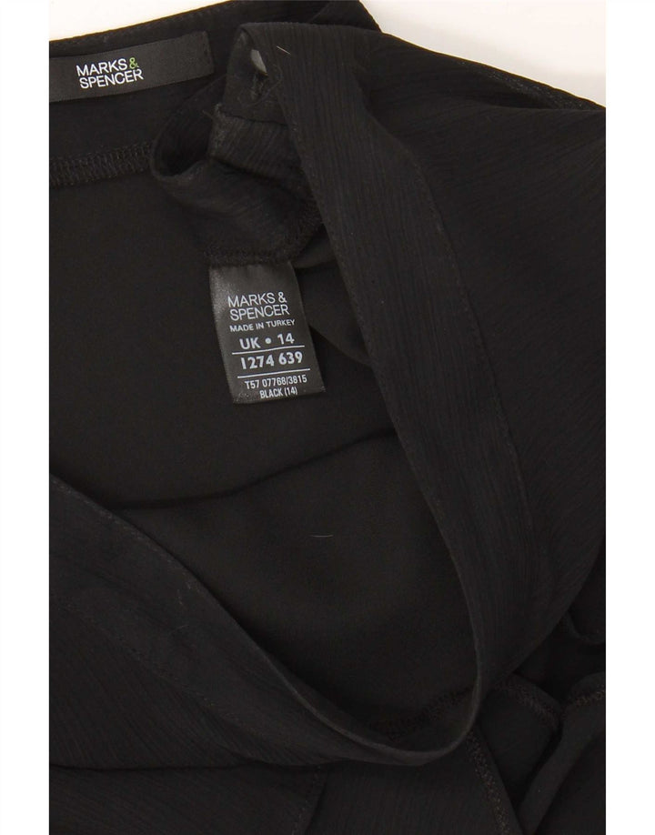 Saia feminina Marks & Spencer em camadas Reino Unido 14 médio W30 poliéster preto