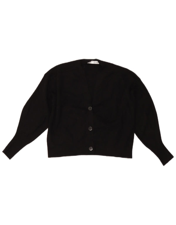 Suéter cardigã feminino Zara cropped grande Reino Unido 10 pequeno preto viscose