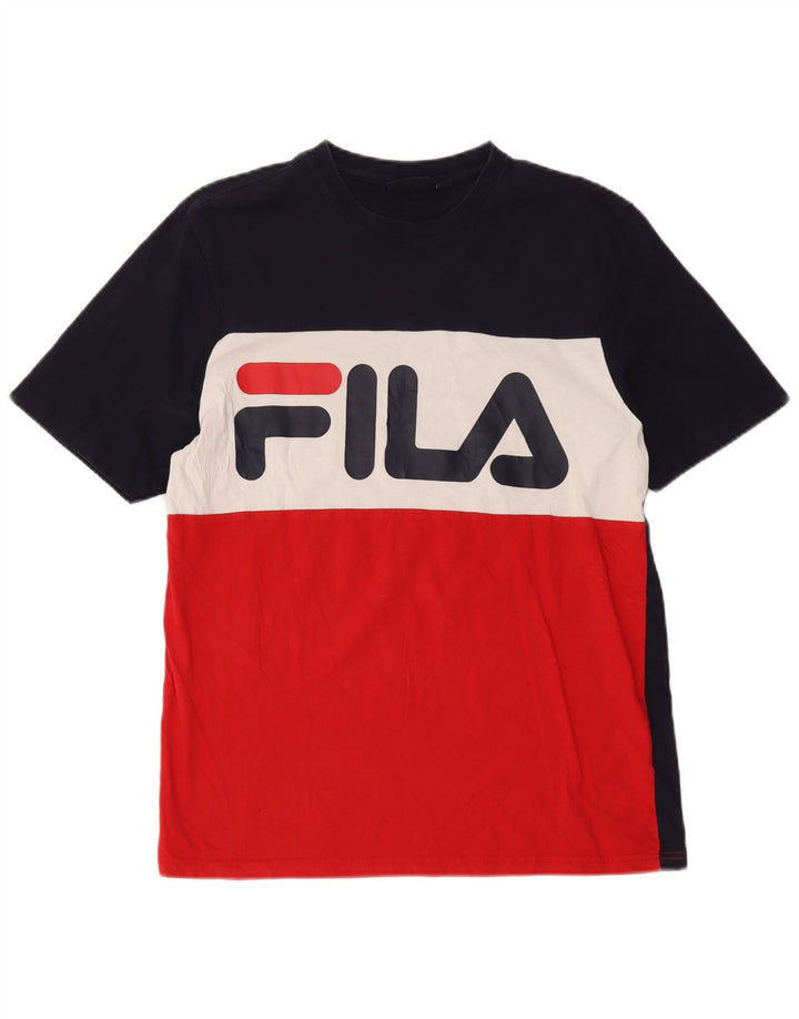 Camiseta masculina Fila Graphic Top grande algodão colorblock multicolorido