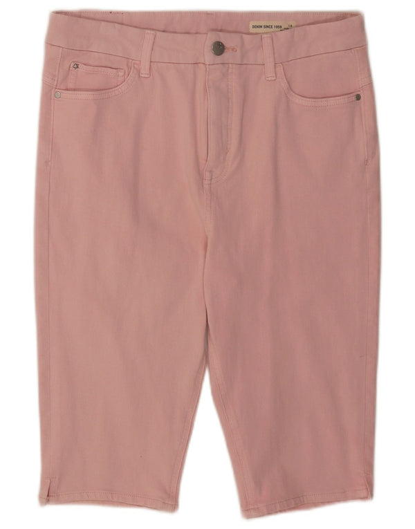 Shorts casuais femininos de cintura alta Marks & Spencer UK 14 médio W32 rosa