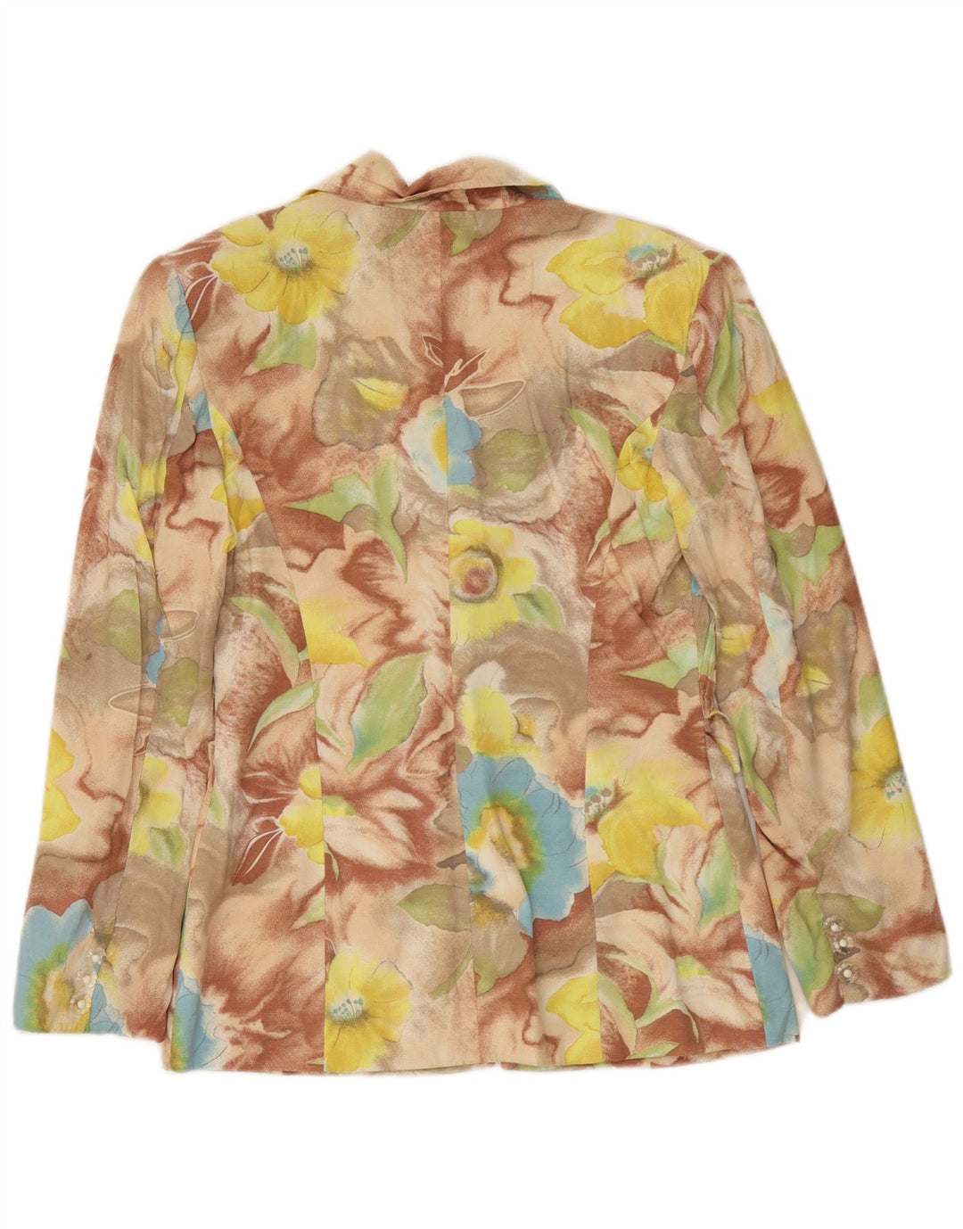 Jaqueta blazer feminina vintage com 4 botões Reino Unido 10 floral pequeno multicolorido