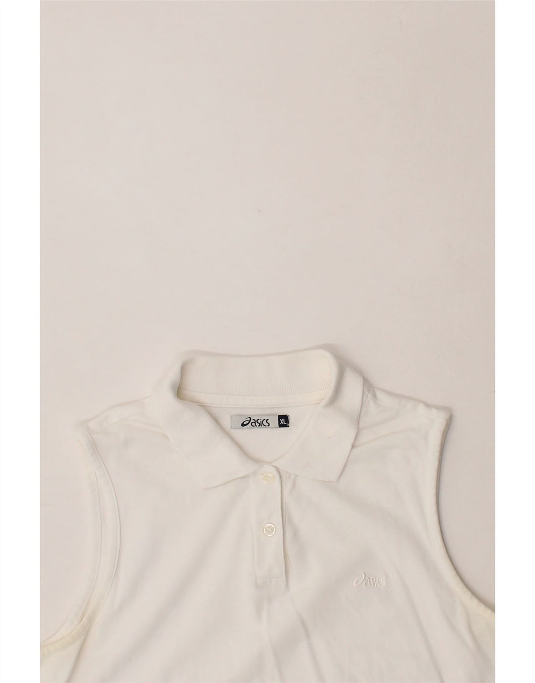 ASICS Womens Sleeveless Polo Shirt UK 18 XL White Cotton Vintage Asics and Second-Hand Asics from Messina Hembry 