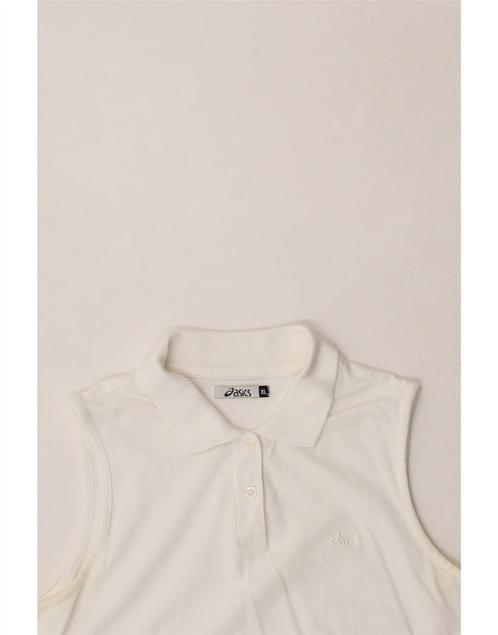 ASICS Womens Sleeveless Polo Shirt UK 18 XL White Cotton Vintage Asics and Second-Hand Asics from Messina Hembry 