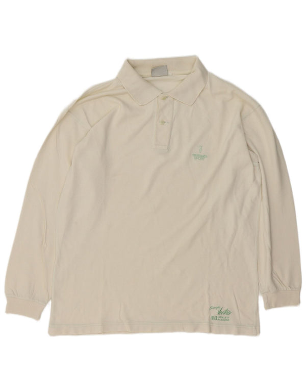 Camisa polo masculina Trussardi de manga comprida grande branca