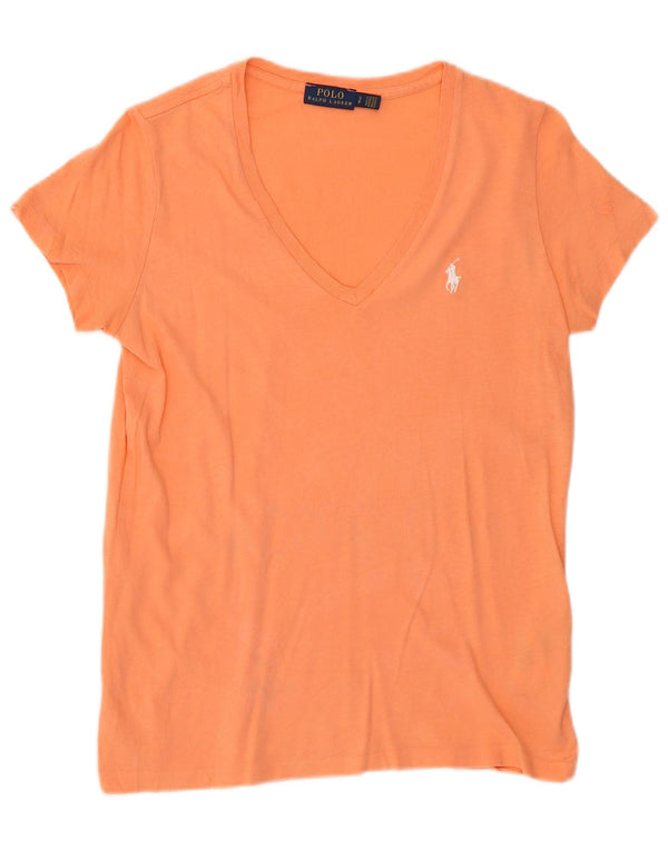 Camiseta feminina Polo Ralph Lauren top pequeno algodão laranja