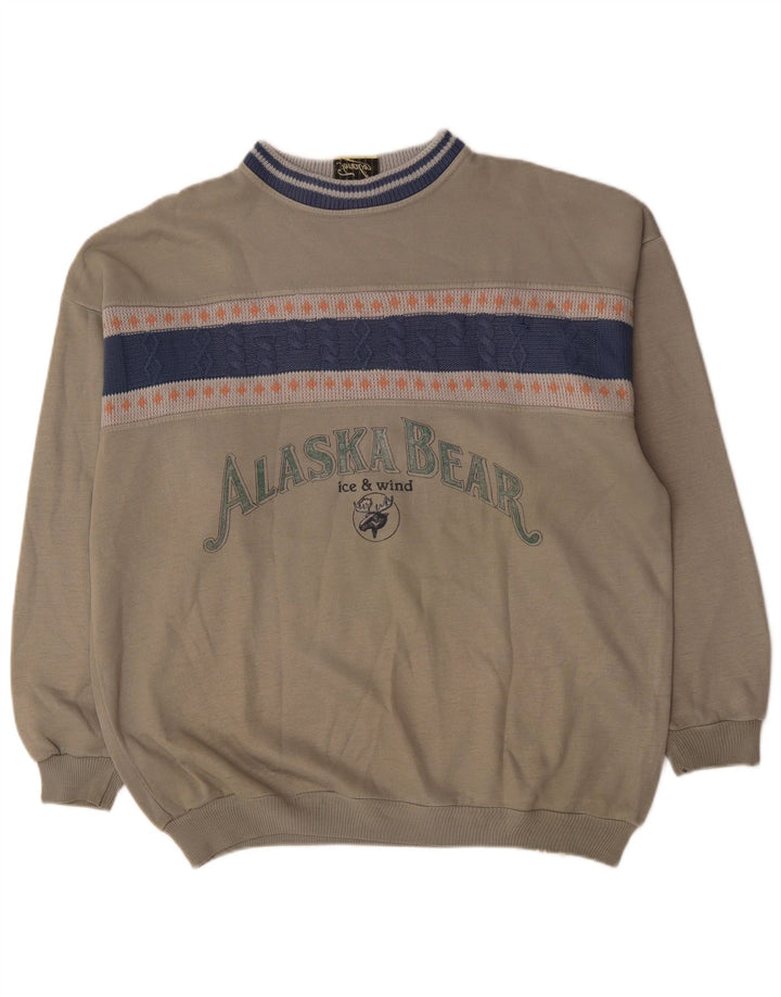 Moletom gráfico masculino vintage Jumper XL cinza colorblock acrílico