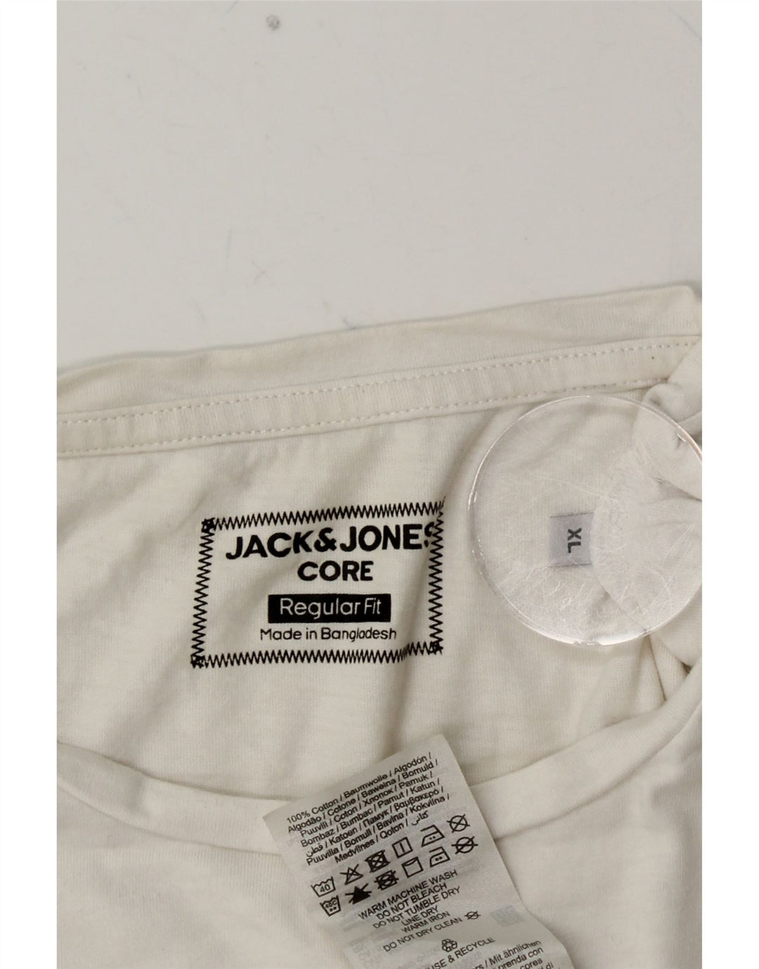 Camiseta masculina JACK & JONES com ajuste regular gráfico XL algodão branco