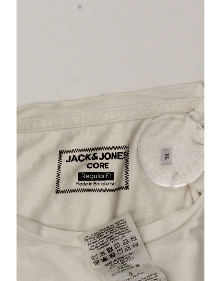 Camiseta masculina JACK & JONES com ajuste regular gráfico XL algodão branco