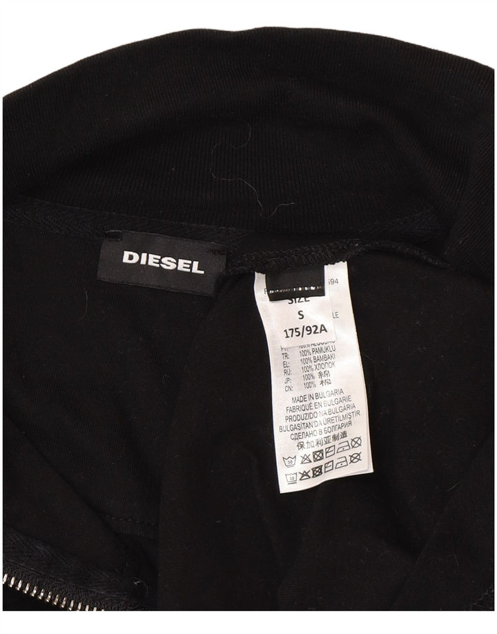 Suéter masculino diesel com zíper e gola alta de algodão preto pequeno