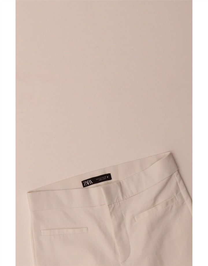 ZARA Calça feminina casual bootcut pequena W26 L25 algodão branco