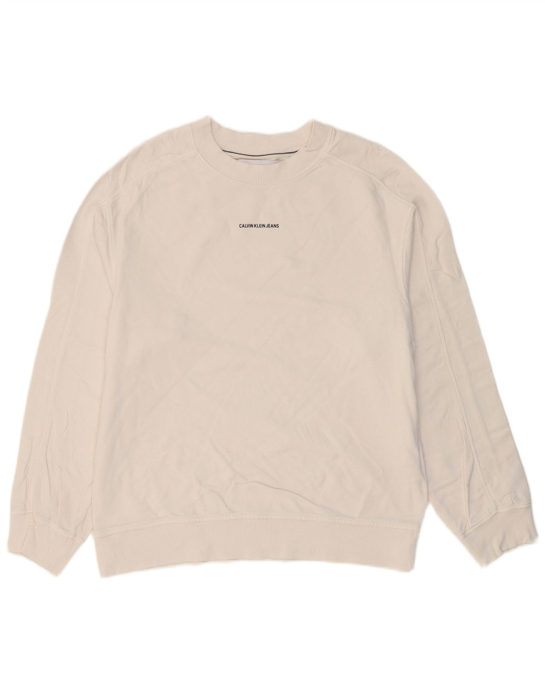CALVIN KLEIN JEANS moletom masculino jumper médio algodão branco